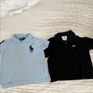 Pack if Lacoste Kids Black Polo Shirt and polo by Ralph Lauren light blue polo